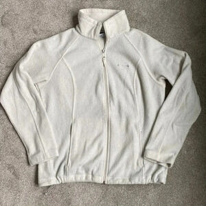 Columbia Sportswear Fleece Full Zip Up Jacket White Plush Pearl Size L